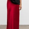 AHLVAR GALLERY - Hana Long Logo Satin Skirt - Red Outlet