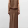 AHLVAR GALLERY - Hana Long Logo Satin Skirt Sand Online