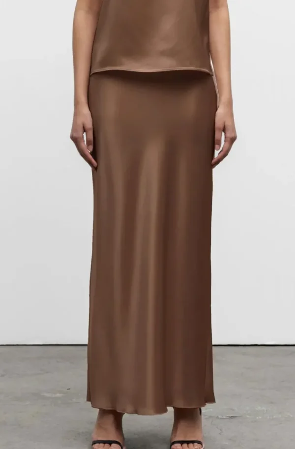 AHLVAR GALLERY - Hana Long Logo Satin Skirt Sand Online