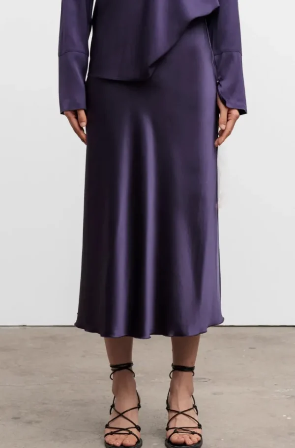 AHLVAR GALLERY - Hana Satin Skirt - Plum Best