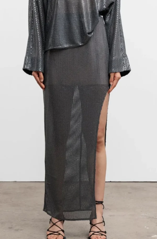 AHLVAR GALLERY - Hilda Sequin Skirt - Dark Grey New