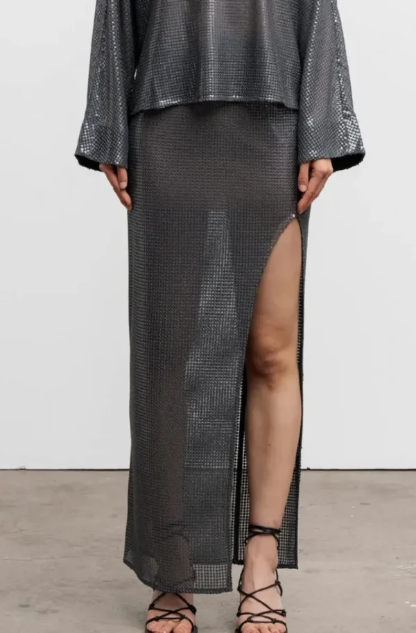 AHLVAR GALLERY - Hilda Sequin Skirt - Dark Grey New
