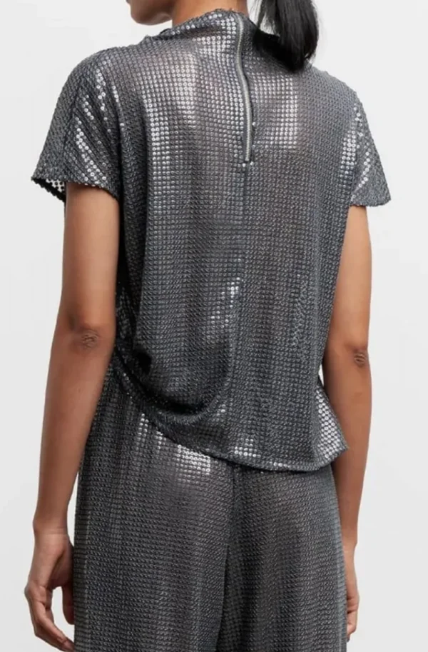 AHLVAR GALLERY - Milly Sequin Top - Dark Grey Hot
