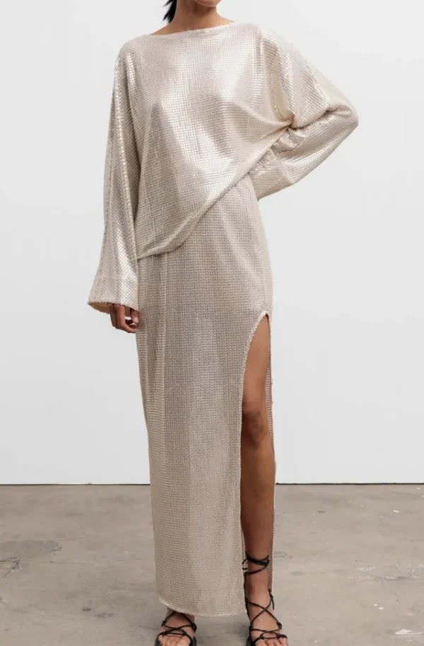 AHLVAR GALLERY - Nina Sequin Blouse - Cream Hot