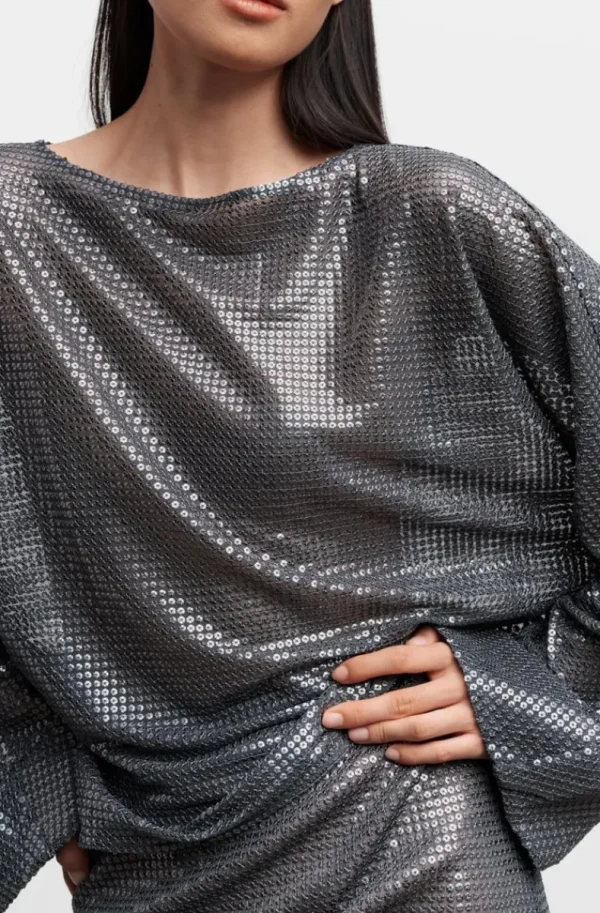 AHLVAR GALLERY - Nina Sequin Blouse - Dark Grey Sale