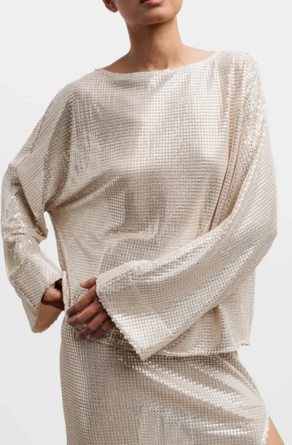 AHLVAR GALLERY - Nina Sequin Blouse - Cream Hot