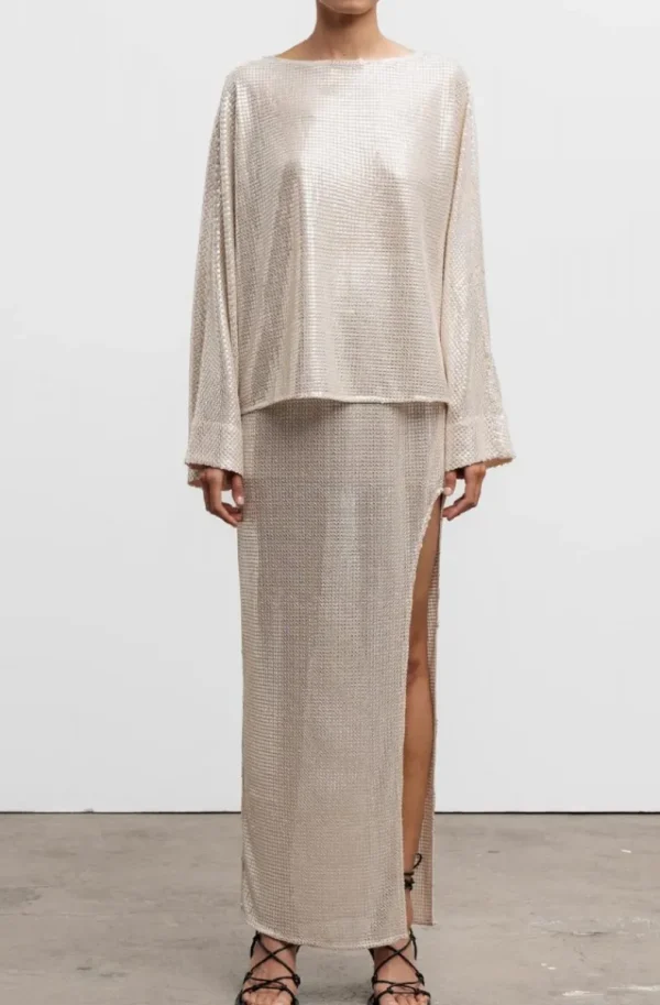 AHLVAR GALLERY - Nina Sequin Blouse - Cream Hot