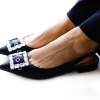 BIBI LOU - Flat Slingback - black leather and stones Hot