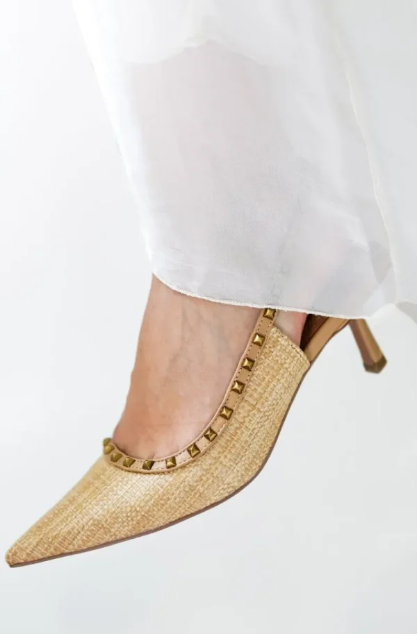BIBI LOU - Slingback with heel - rafia and studs Clearance