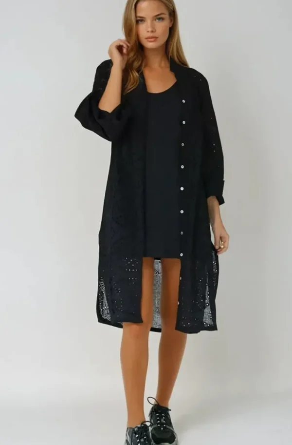 BLOND HOUR - Angelic Shirt Dress - Black Hot