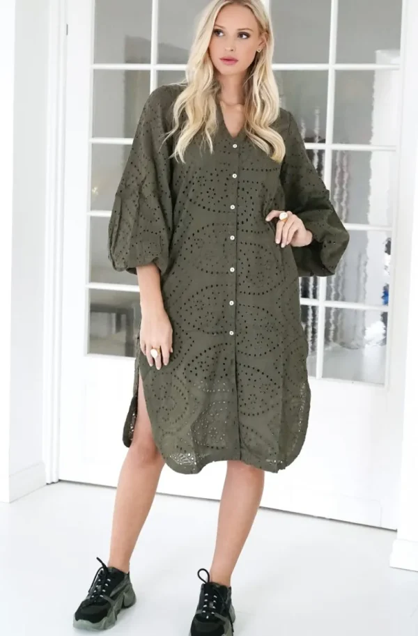BLOND HOUR - Angelic Shirt Dress - Olive Clearance