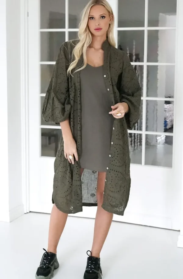 BLOND HOUR - Angelic Shirt Dress - Olive Clearance