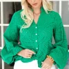 BLOND HOUR - Anglaise Blouse - Vibrant Green Fashion