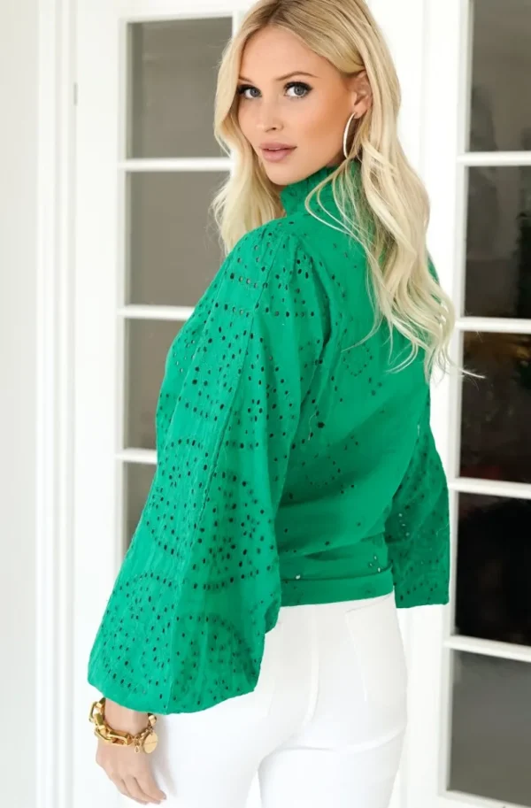 BLOND HOUR - Anglaise Blouse - Vibrant Green Fashion