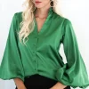 BLOND HOUR - Aurora Blouse - Vibrant Green Hot