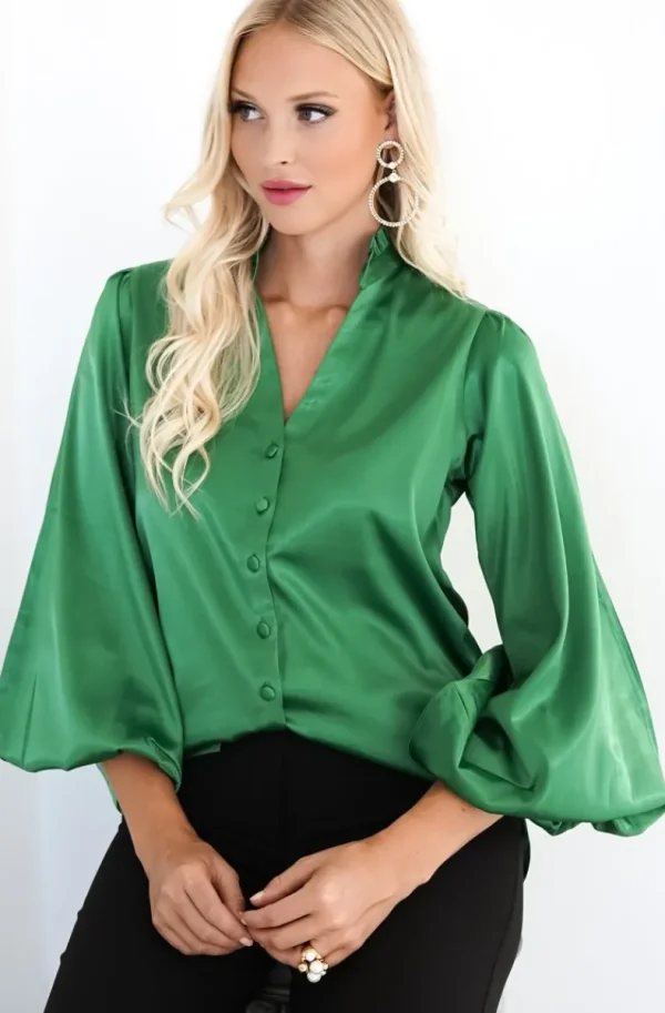 BLOND HOUR - Aurora Blouse - Vibrant Green Hot