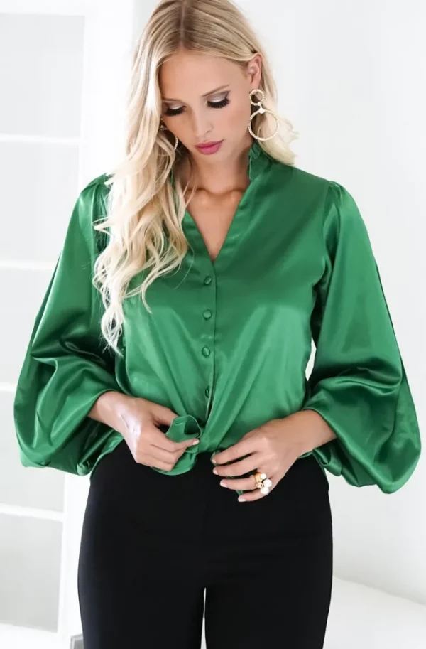 BLOND HOUR - Aurora Blouse - Vibrant Green Hot