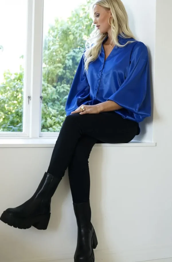 BLOND HOUR - Aurora Blouse - Vibrant Blue Discount