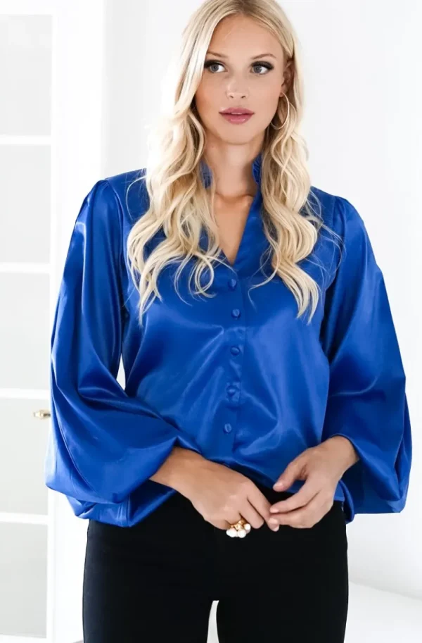 BLOND HOUR - Aurora Blouse - Vibrant Blue Discount