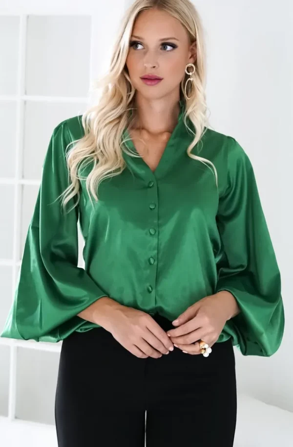BLOND HOUR - Aurora Blouse - Vibrant Green Hot