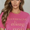BLOND HOUR - Champagne is Always the Answer Tshirt - Cerise Gold Hot