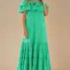 BLOND HOUR - Formentera Maxidress Offshoulder - Vibrant Green Sale