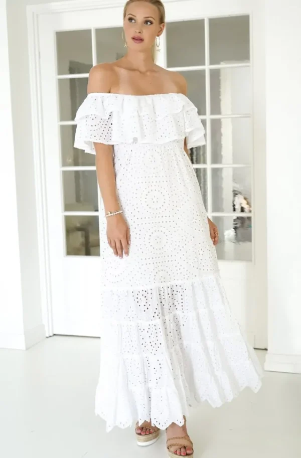 BLOND HOUR - Formentera Offshoulder Maxidress - White Discount