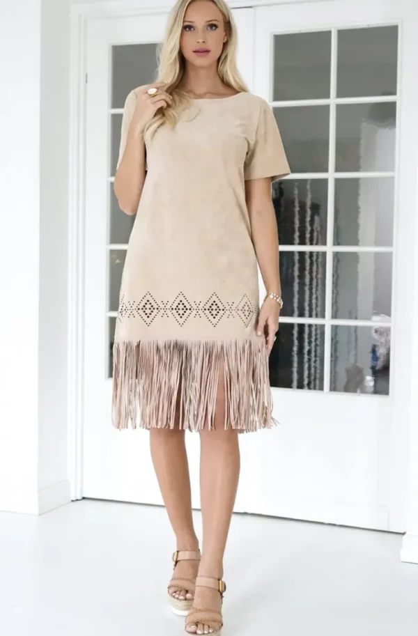 BLOND HOUR - Mexico Fringe Dress - Sand Fashion