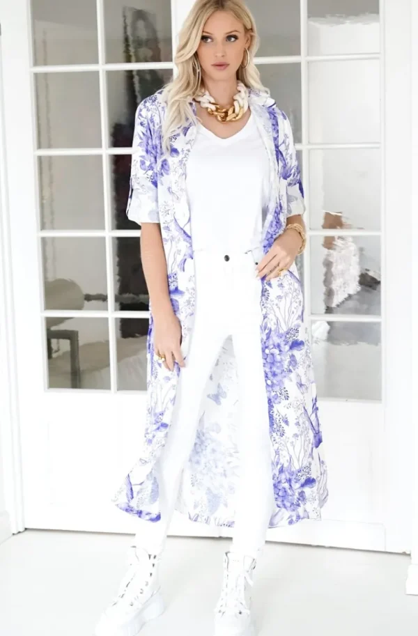 BLOND HOUR - Mira Shirt Dress - Blue Flower Online