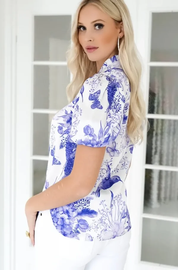 BLOND HOUR - Mizzle Blouse - Blue Bird Hot