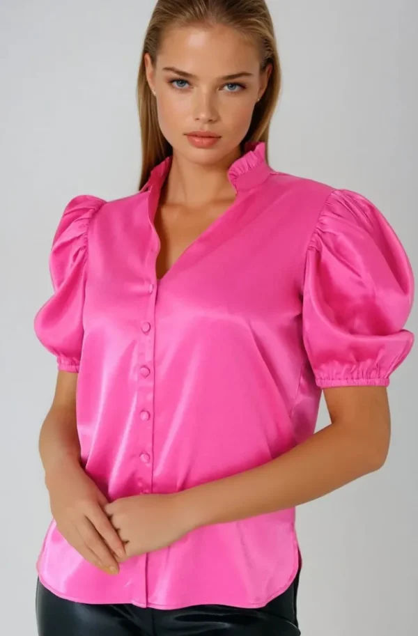 BLOND HOUR - Mizzle Blouse - Cerise Clearance