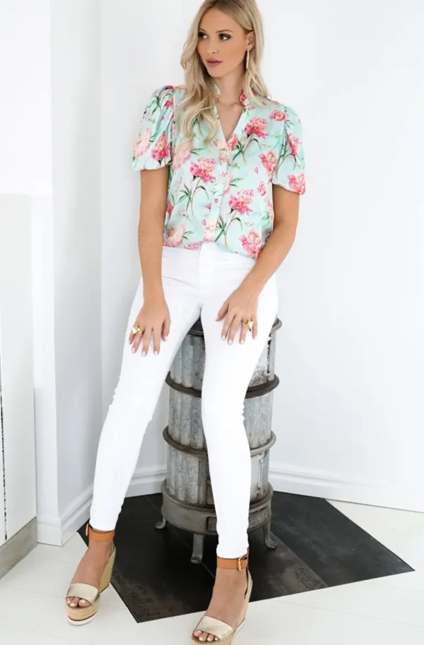 BLOND HOUR - Mizzle Blouse - Pink Flower Clearance