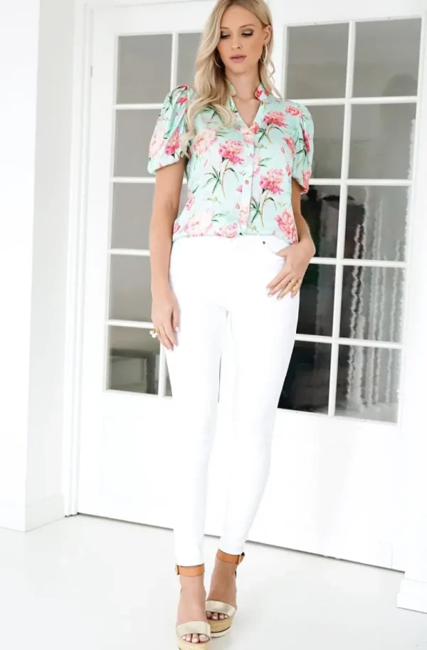 BLOND HOUR - Mizzle Blouse - Pink Flower Clearance