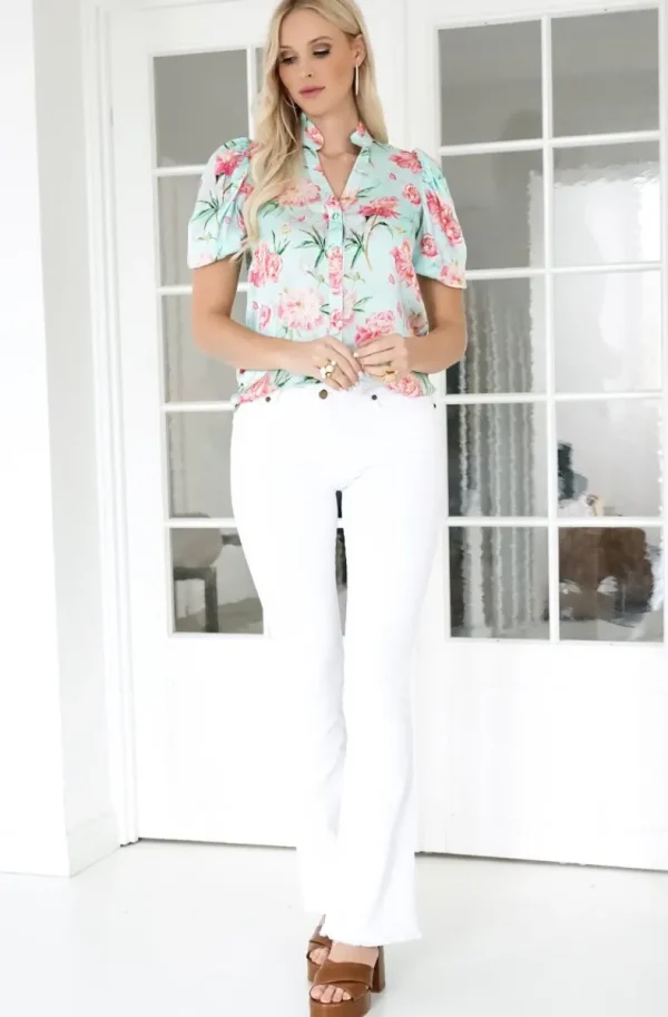 BLOND HOUR - Mizzle Blouse - Pink Flower Clearance