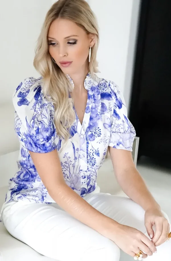 BLOND HOUR - Mizzle Blouse - Blue Bird Hot