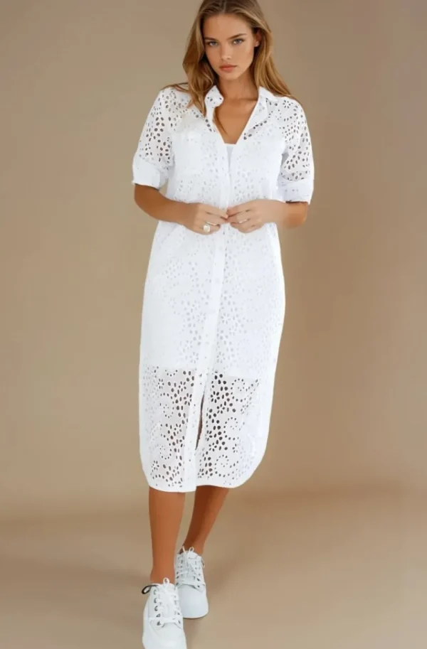 BLOND HOUR - Noble Shirt Dress White New