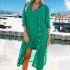 BLOND HOUR - Palma Shirt Dress Anglaise - Vibrant Green Hot