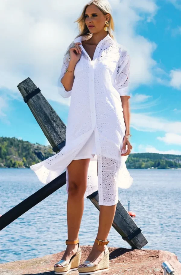 BLOND HOUR - Palma Shirt Dress Anglaise - White Hot