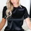 BLOND HOUR - Perfect Shiny Roundneck Top - Black Best