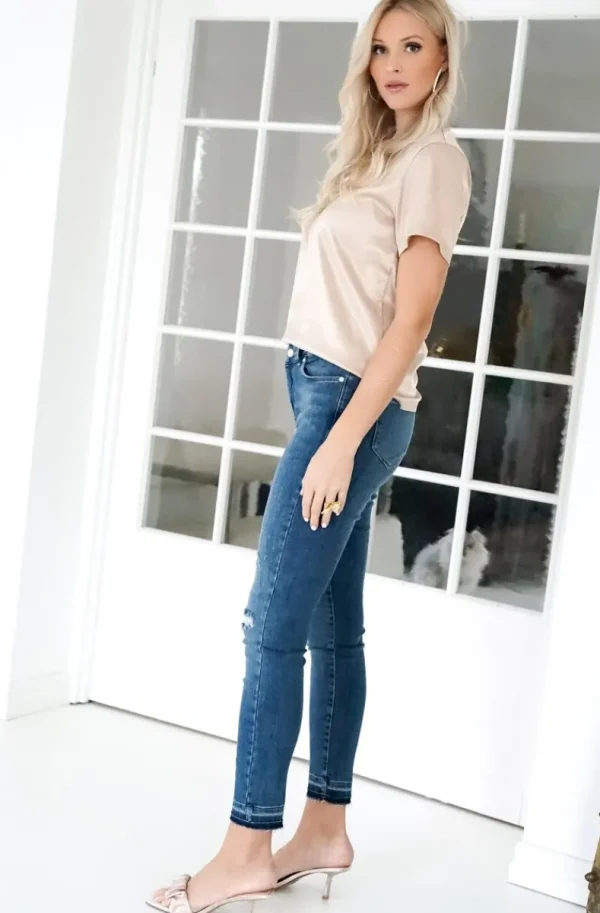 BLOND HOUR - Perfect Shiny Roundneck Top - Champagne Hot