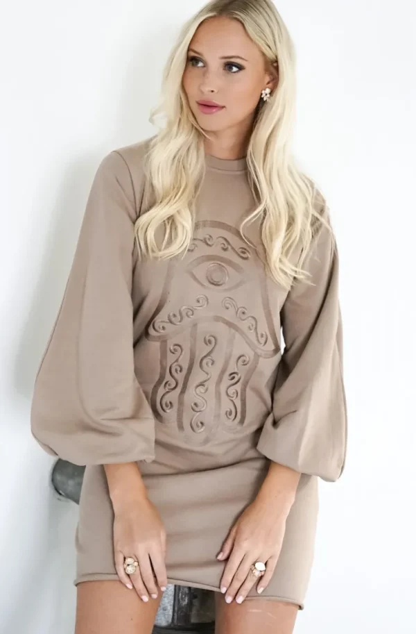 BLOND HOUR - Protected Sweatshirt Dress - Taupe Outlet