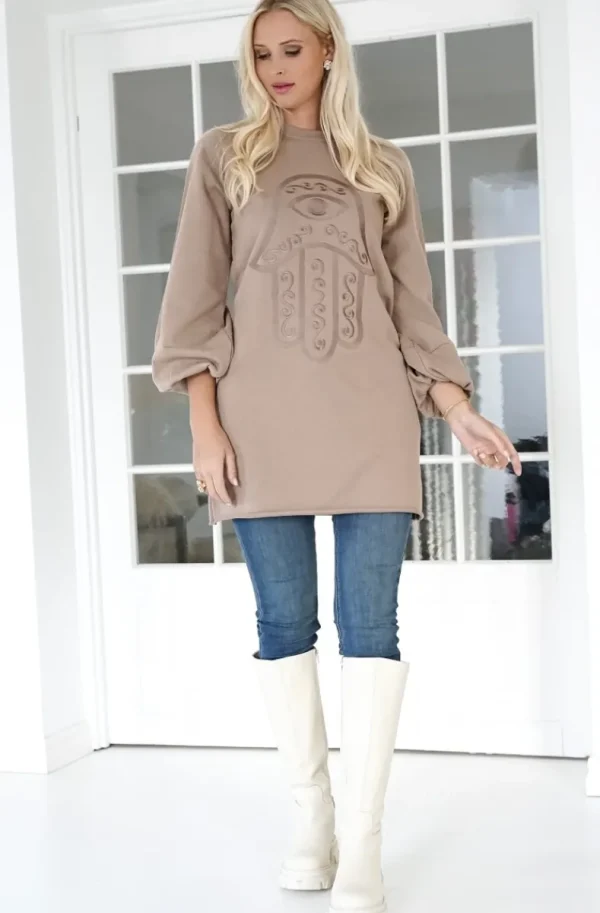 BLOND HOUR - Protected Sweatshirt Dress - Taupe Outlet
