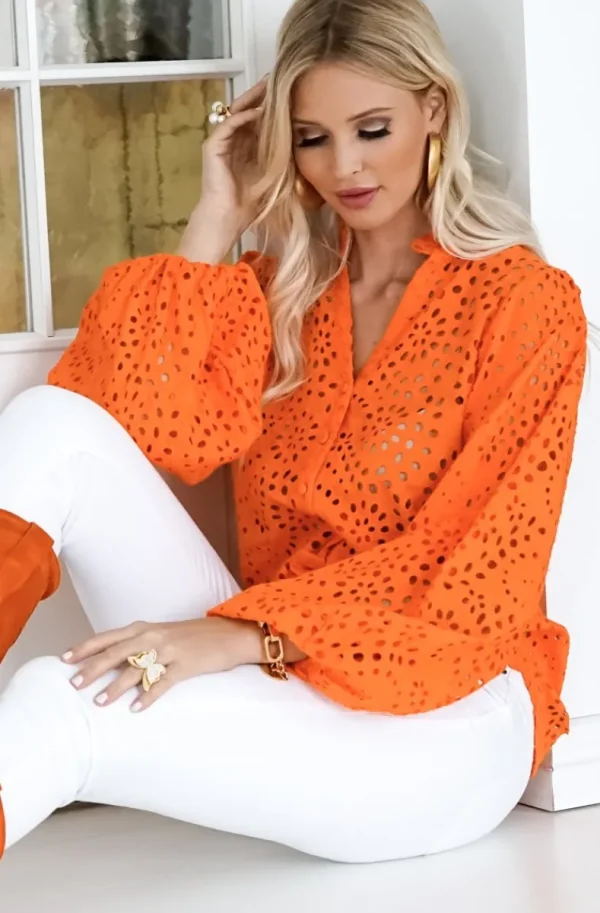BLOND HOUR - Refined Blouse - Orange Fashion