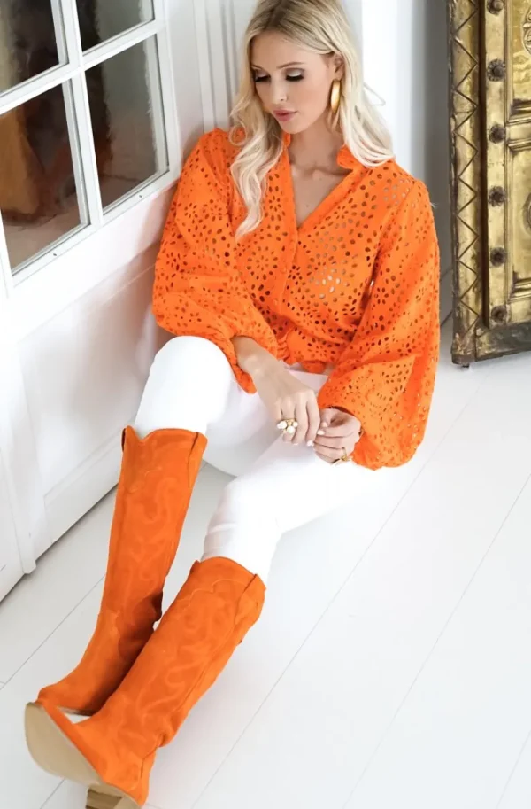 BLOND HOUR - Refined Blouse - Orange Fashion