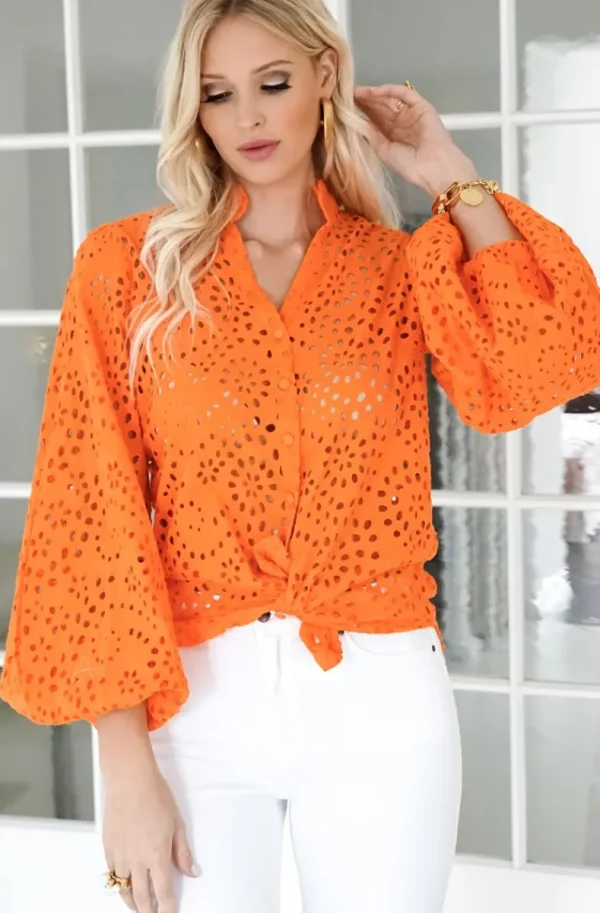 BLOND HOUR - Refined Blouse - Orange Fashion