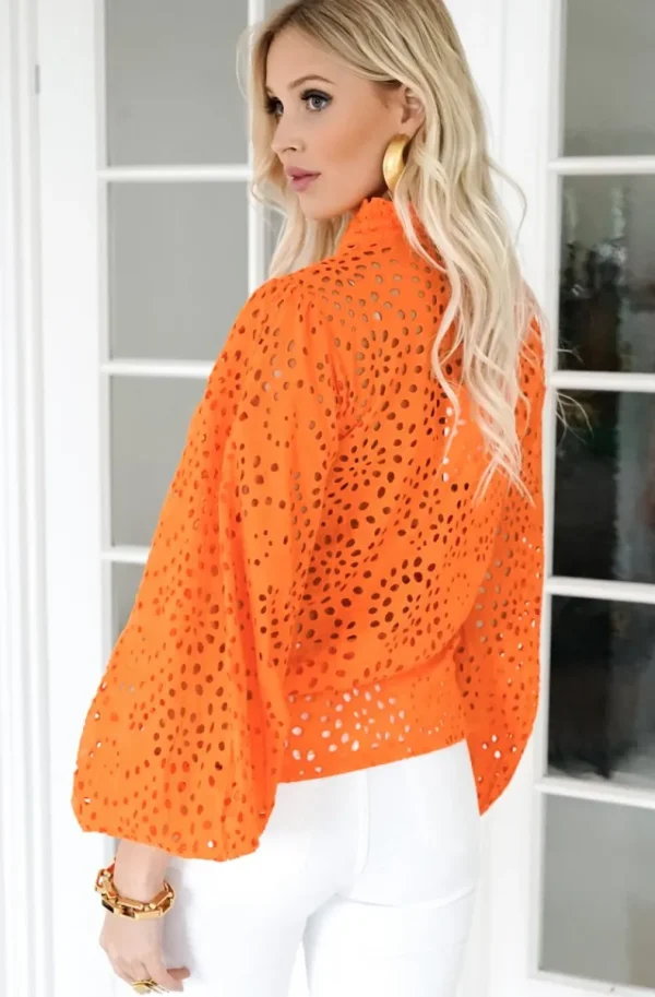 BLOND HOUR - Refined Blouse - Orange Fashion