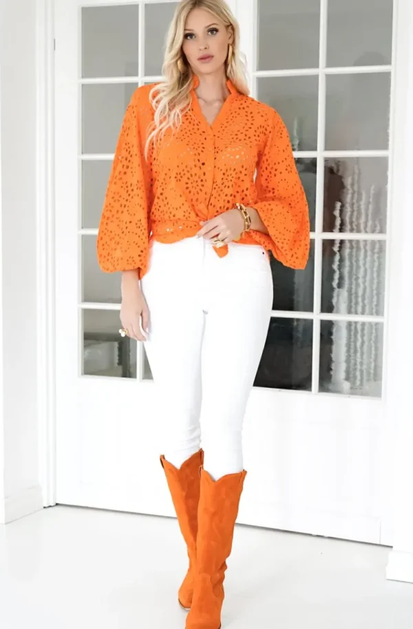 BLOND HOUR - Refined Blouse - Orange Fashion