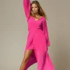BLOND HOUR - Riviera Maxi Wrap Dress - Cerise Discount
