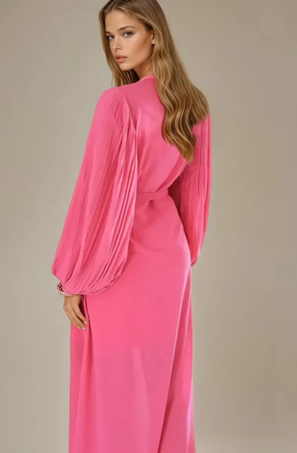 BLOND HOUR - Riviera Maxi Wrap Dress - Cerise Discount