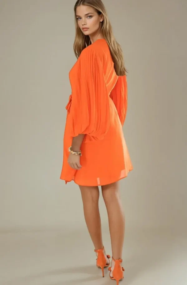 BLOND HOUR - Riviera Short Wrap Dress - Orange Outlet